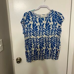Rachel Zoe Blue and White Leaf Print Blouse